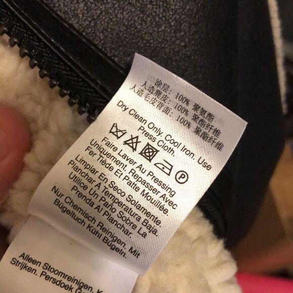 DKNY faux fur long lined zip up hooded jacket size large NWT - Picture 11 of 12